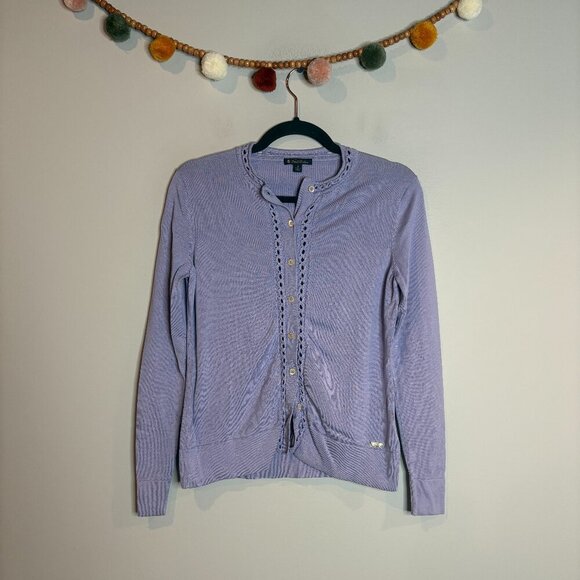 Brooks Brothers lavender periwinkle silk blend cardigan sweater - Picture 1 of 5